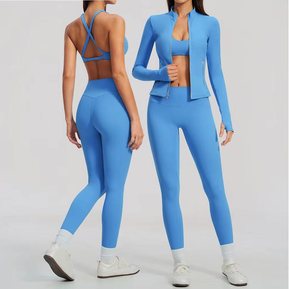 Crossfit Workout With Equipment - Women 2/3Pcs Yoga Set Zip Up