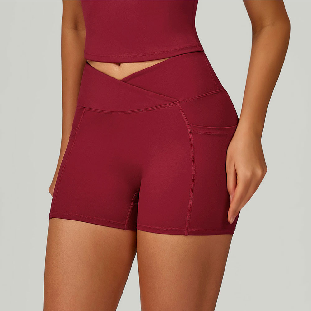 Crossfit Workout With Equipment - Cross Waist Head Yoga Shorts High