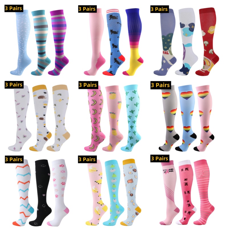 Crossfit Youtube - 3Pairs/Lot Compression Socks Men Knee High