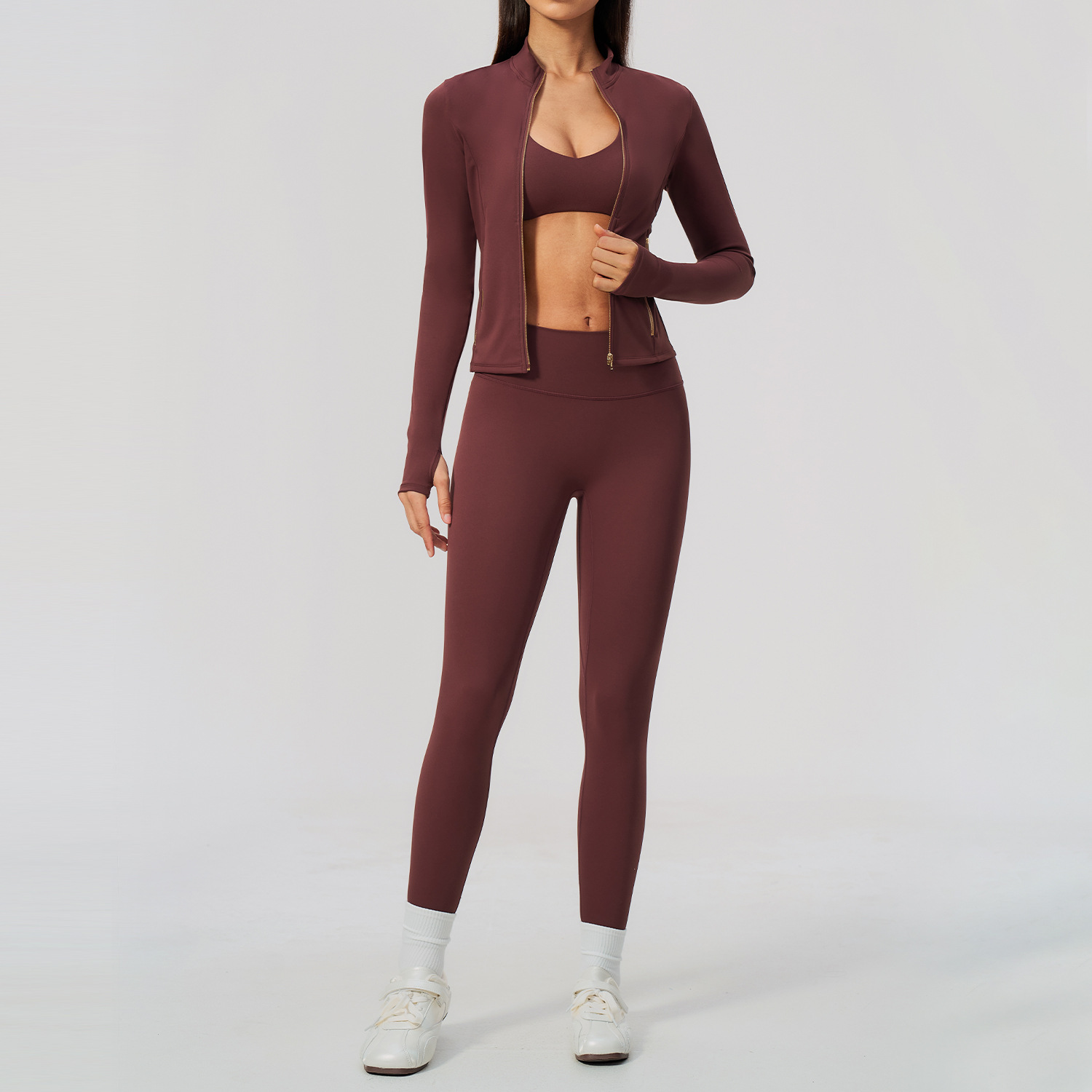 Women 2/3Pcs Yoga Set Zip Up T - Crossfit Workout With Equipment ulasan dan harga
