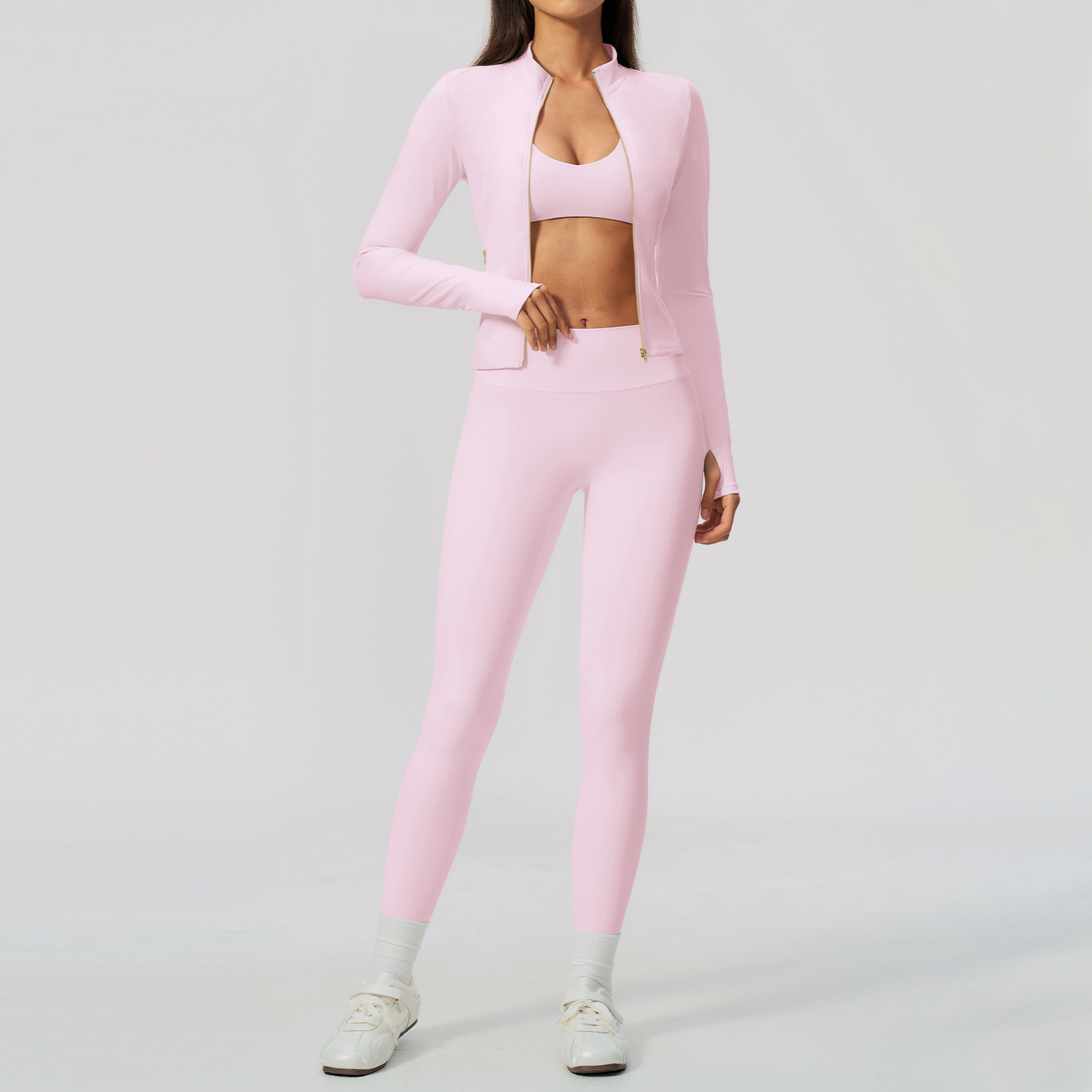 Women 2/3Pcs Yoga Set Zip Up T - Crossfit Workout With Equipment ulasan dan harga