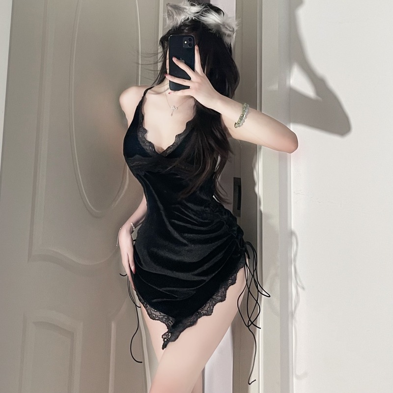 3 PCS Sexy Velvet Spliced Lace - Crossfit Event ulasan dan harga