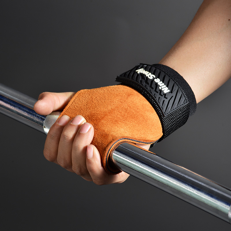 Cowhide Gym Grips Gloves Weigh - Crossfit Workout With Equipment ulasan dan harga