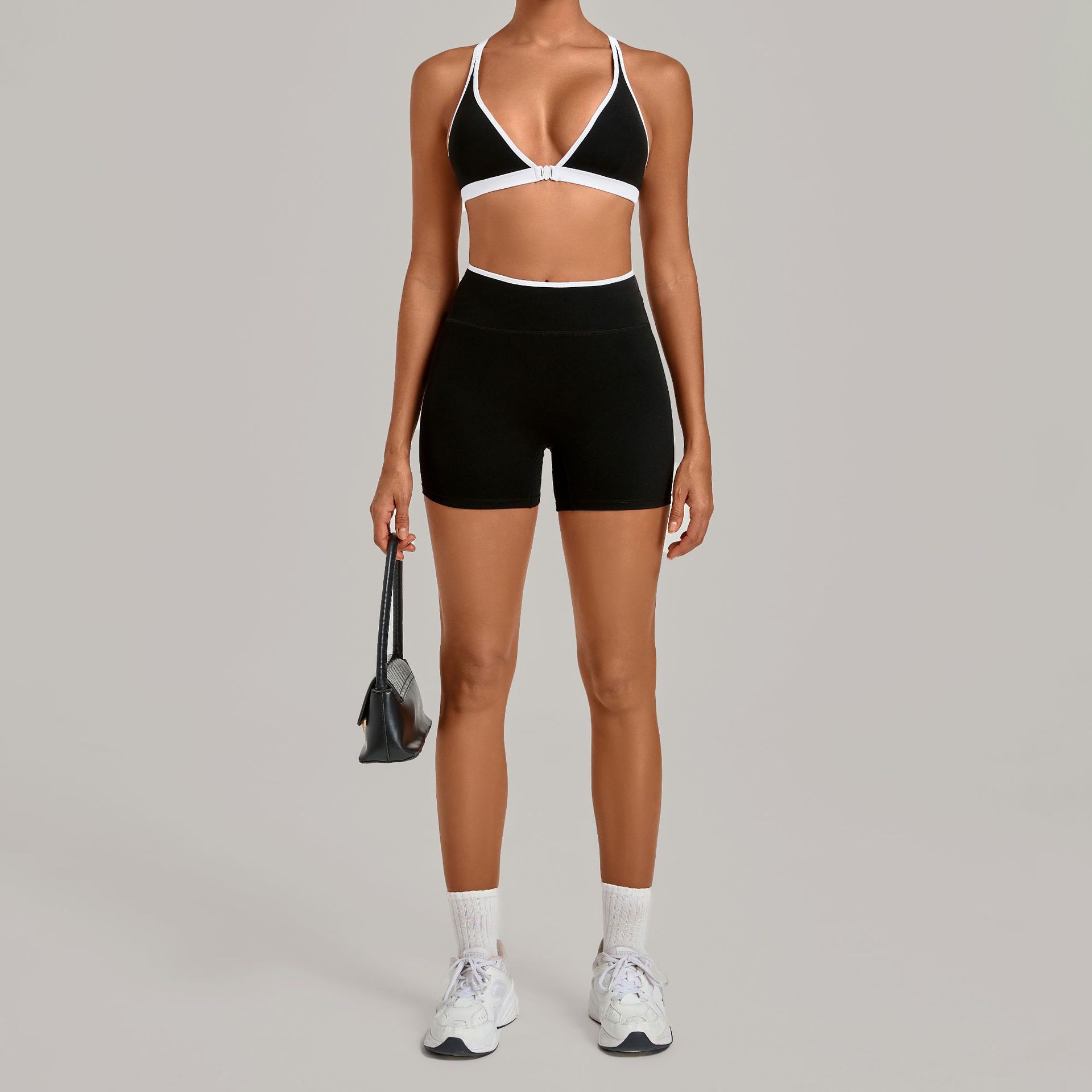 Women 2 Piece Yoga Set Deep V  - Crossfit Workout With Equipment ulasan dan harga