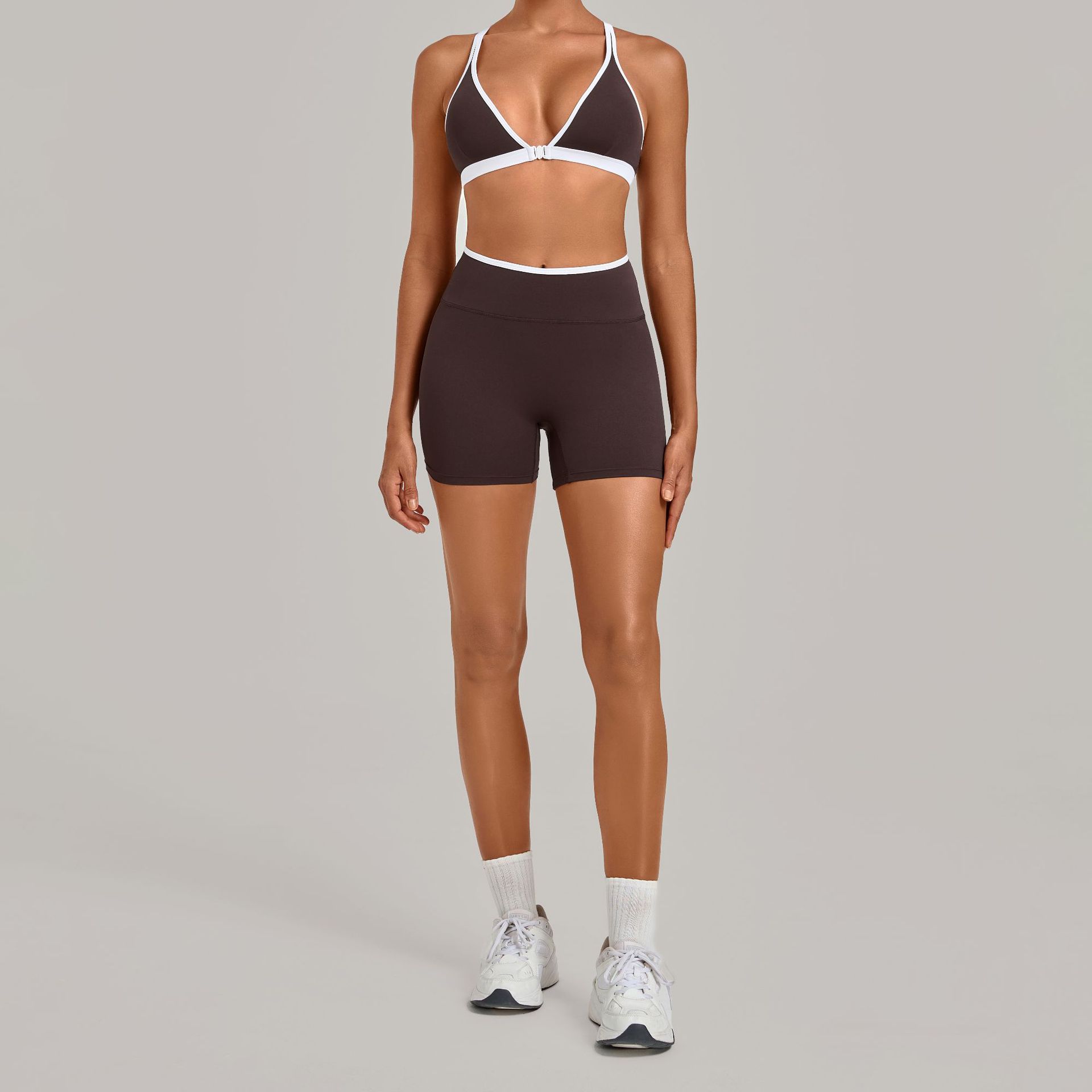 Women 2 Piece Yoga Set Deep V  - Crossfit Workout With Equipment ulasan dan harga