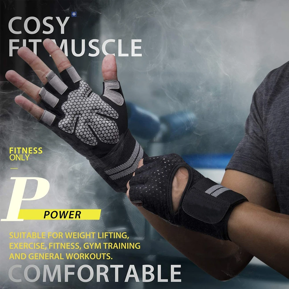 1Pair Half Finger Gym Fitness  - Crossfit Workout With Equipment ulasan dan harga